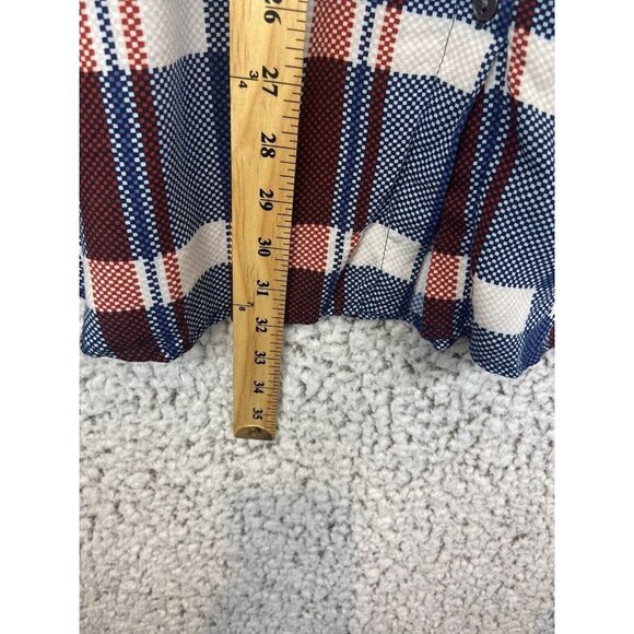 Tribal plaid 100% Viscose  multicolor button up long sleeve blouse women's  2XL - Picture 3 of 8